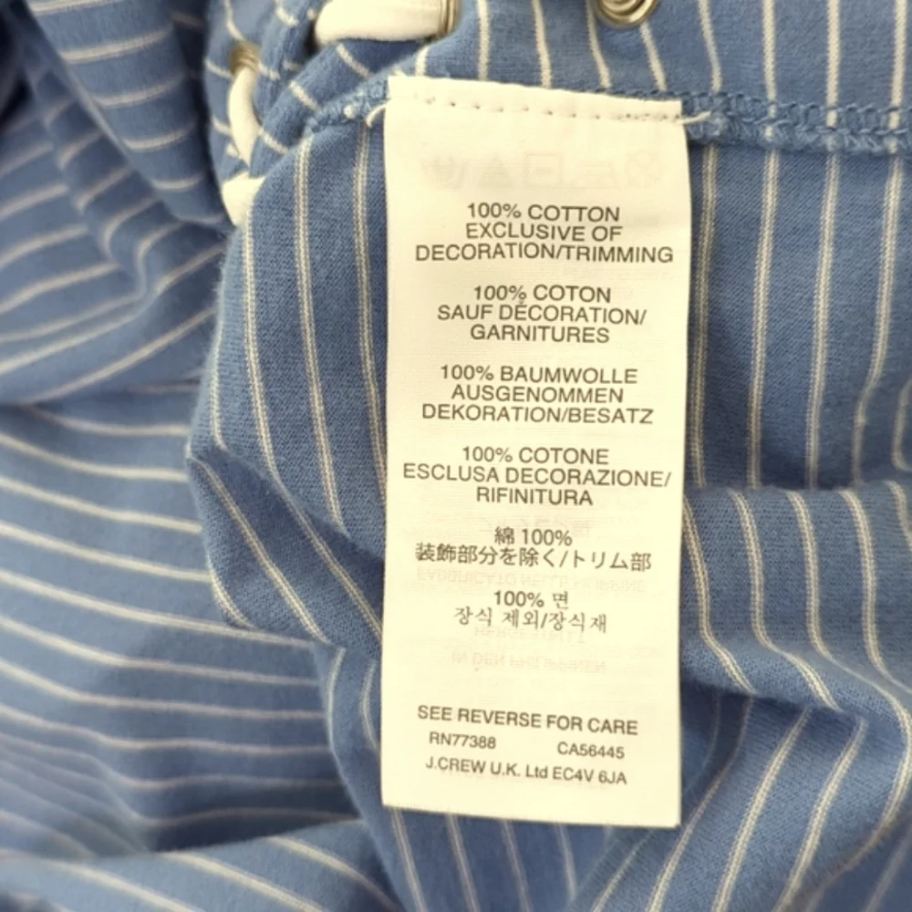 J. Crew Sky Blue/White Striped Side Lace Up Tunic Cotton T-Shirt Size Small